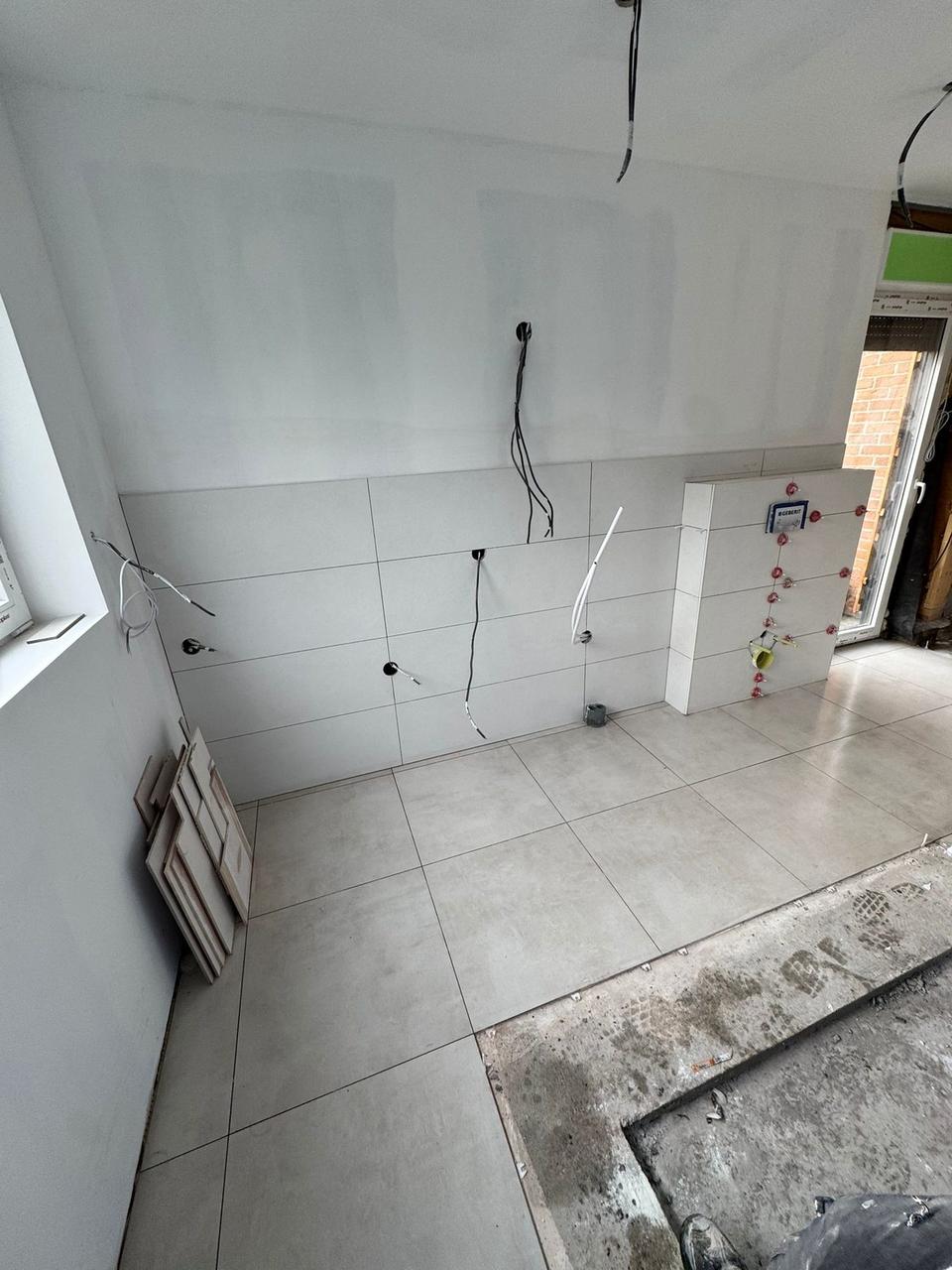 Receveur de douche posé – calepinage de la faïence