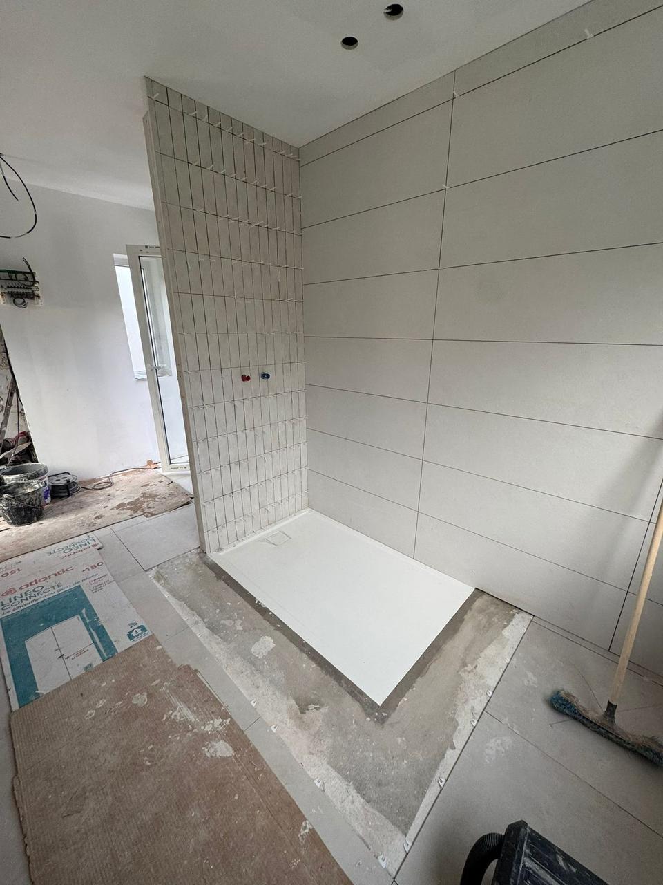 Douche à l'italienne carrelée – avancement du chantier
